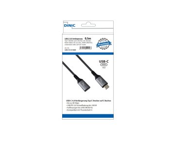 DINIC USB 4.0 Verlängerung, 240W PD, 40Gbps, 0,5m